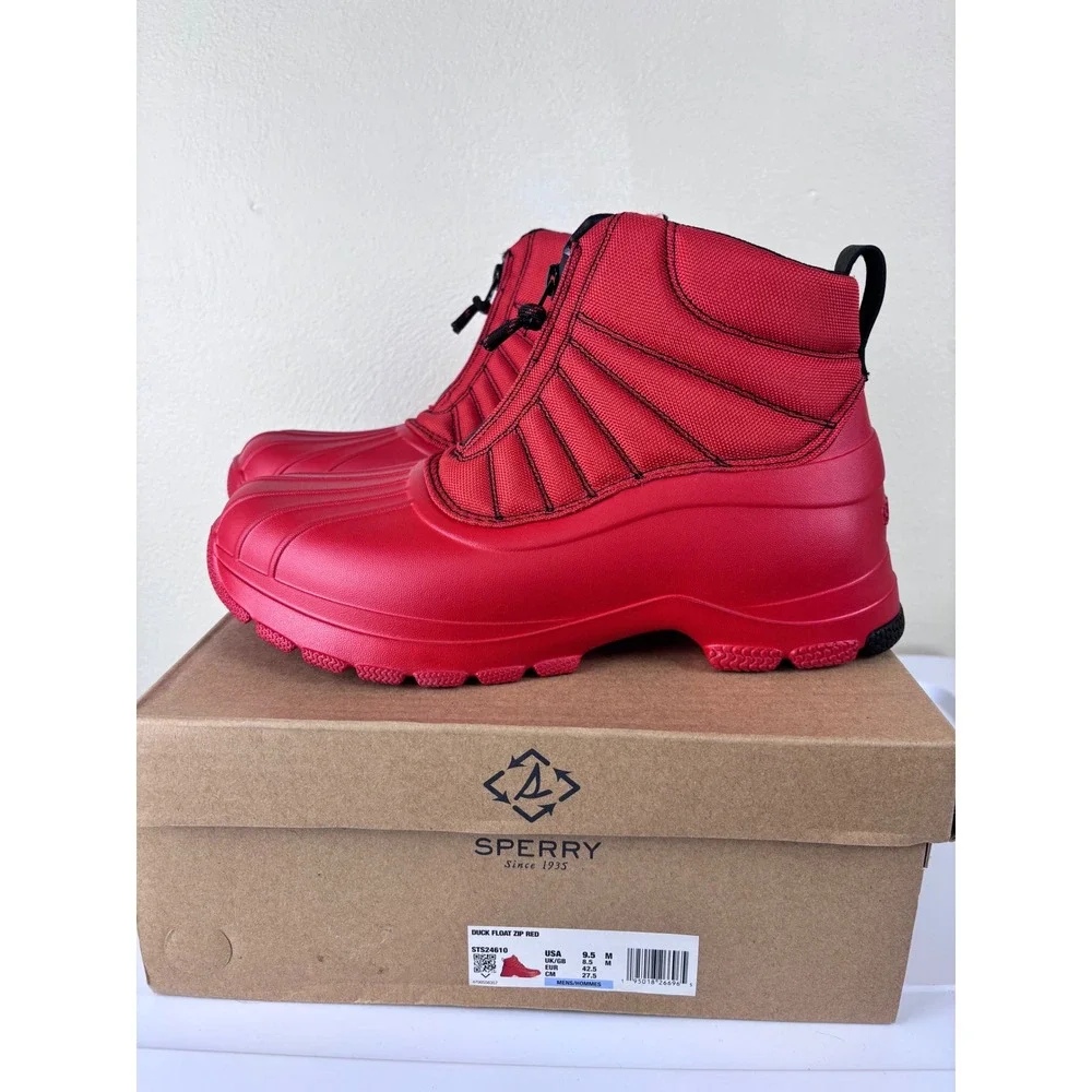 New Sperry Duck Float by Zip Waterproof Rain Snow Boots Men's 9.5 Women's 11 Red